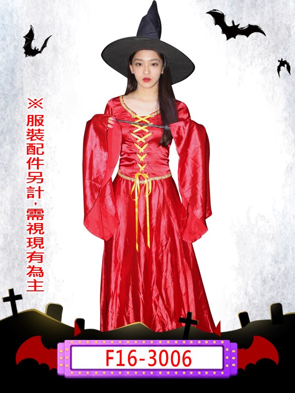 F16-3006-女巫.萬聖節.女巫.巫婆.占卜.預言家.黑魔法.詛咒.魔法師.魔女.魔法.巫師.紅色