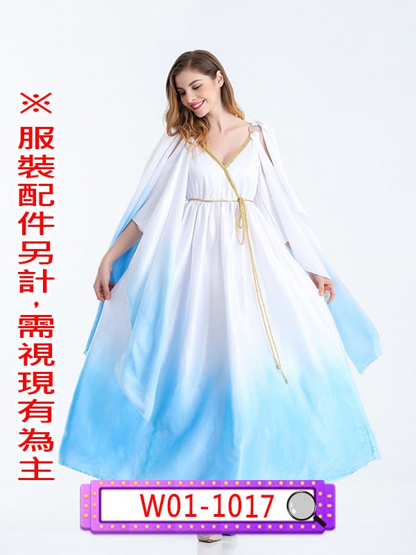 W01-1017.淺藍漸層羅馬女神.羅馬.中世紀.桂冠.雅典.希臘.女神.雅典娜