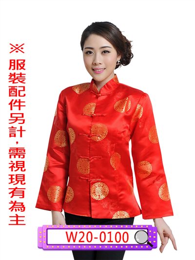 紅底金圖女唐裝上衣